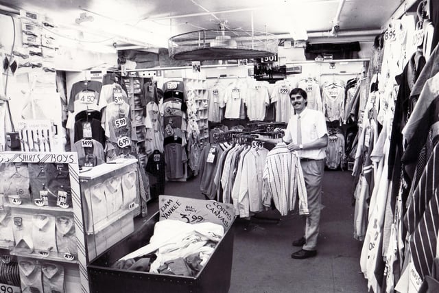 The shirt department of Harrington's, Castle Market, Sheffield, June 17, 1987