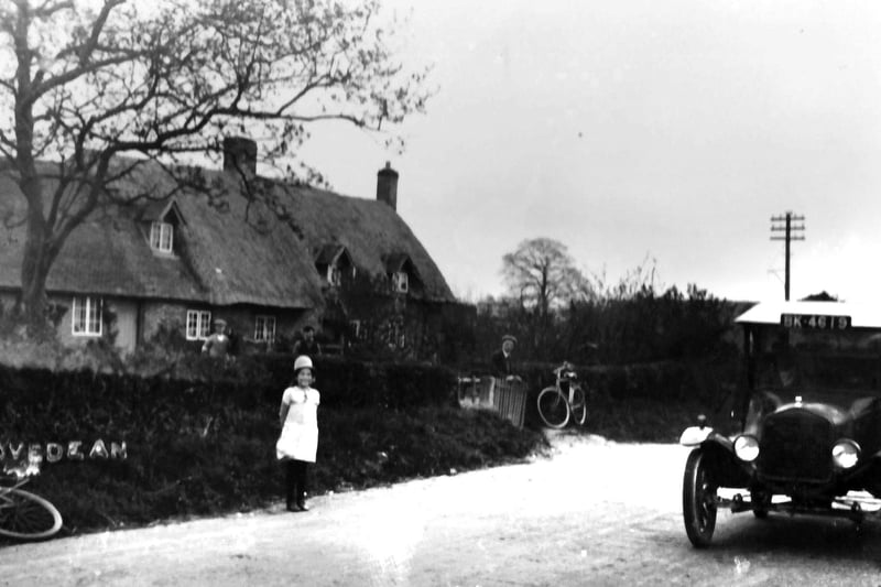 A village scene in Lovedean, north of Horndean circa 1905. Do the cottages still exist?  
Picture: Barry Cox collection
