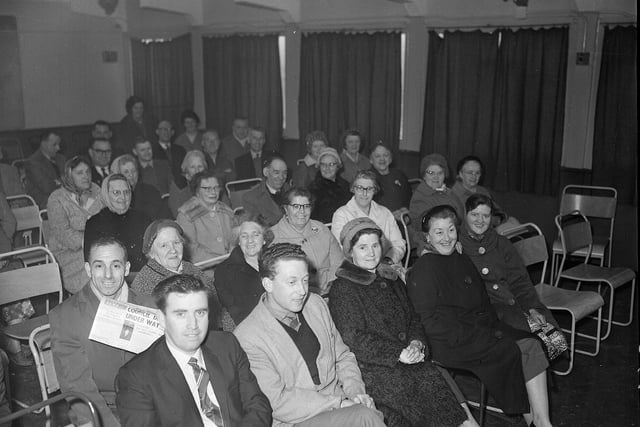 The audience at a municipal election meeting for the Pilton Ward in April 1963.