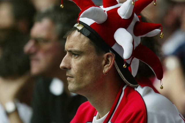 A United fan looks on in dejection during the Division One play-off final against Wolverhampton Wanderers at the Millennium Stadium, Cardiff, in May 2003.