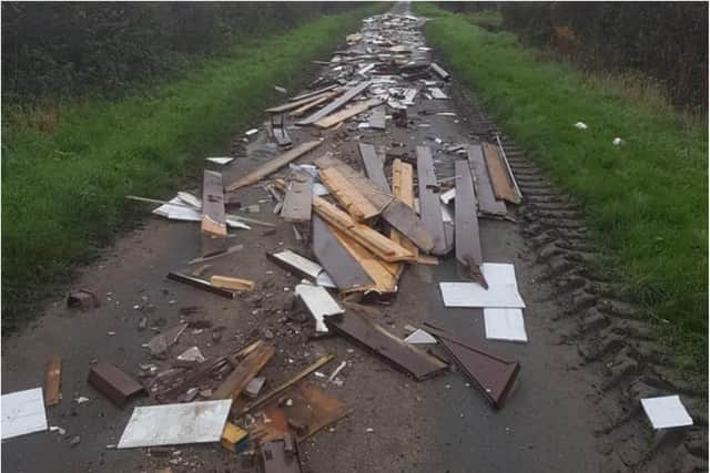 Rose Lane near Askern was left covered in debris by flytippers.