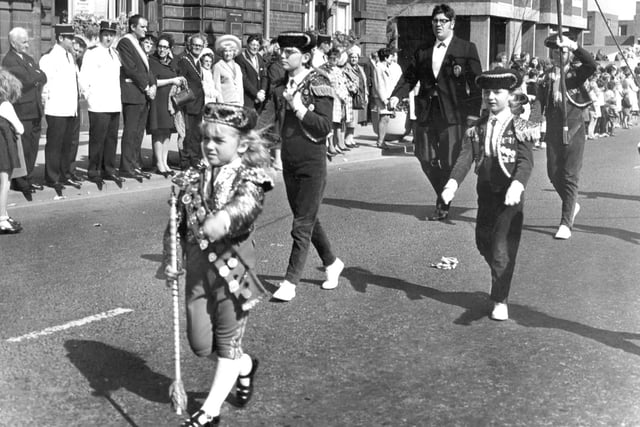 Jazz bands parading past Jarrow Town Hall in September 1970. Can anyone tell us which jazz band it is?