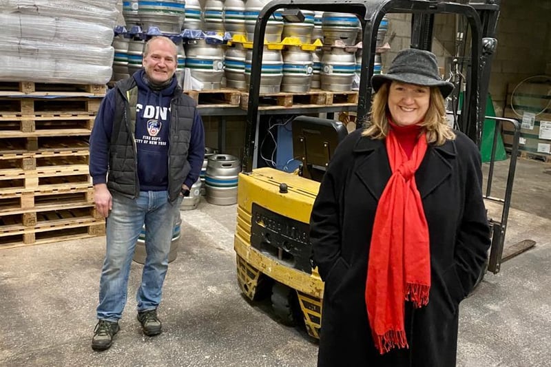 The team behind Eyam Brewery moved to the Peak District from London in 2011, opening a real ale shop in Eyam in 2015. Owner Gervaise Dawson is pictured with Sarah Dines, MP for Derbyshire Dales.
https://eyambrewery.com