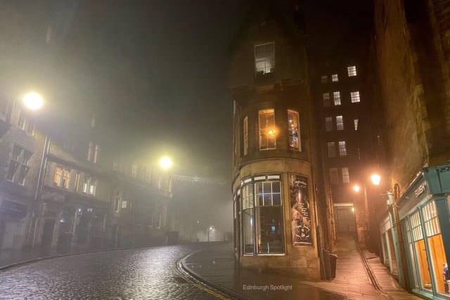 Cockburn Street looking particularly haunting with its street lights glaring through the misty November night. Edinburgh has had moments of looking a like a ghost town since lockdown hit in March, but with last night's November fog, it certainly looked the part.