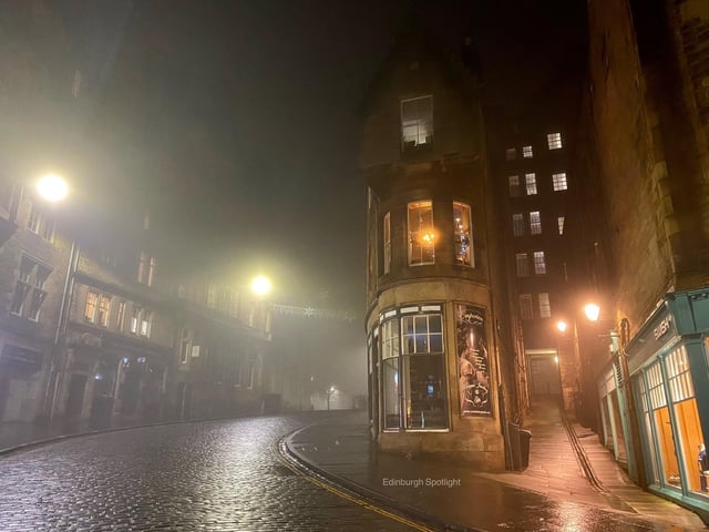 Cockburn Street looking particularly haunting with its street lights glaring through the misty November night. Edinburgh has had moments of looking a like a ghost town since lockdown hit in March, but with last night's November fog, it certainly looked the part.