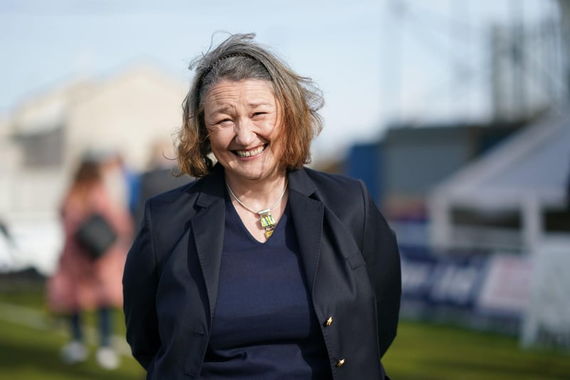 Jill Mortimer, Conservative party candidate for Hartlepool visits Hartlepool United Football Club , in Hartlepool, ahead of the May 6 by-election. Picture date: Friday April 23, 2021. PA Photo. See PA story POLITICS Dyson.