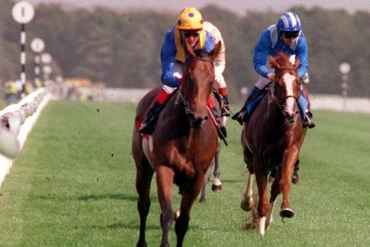 Horse Tough Speed ridden by K Fallon who wins the first race of the St Leger in 1999.