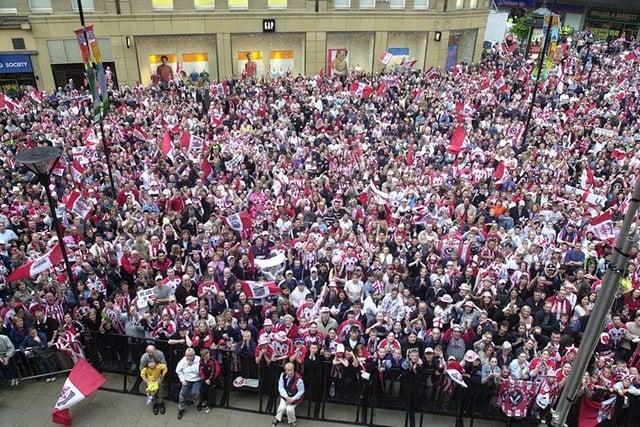 Fans gather in the city centre to celebrate, May 2003