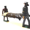 Using lead figures such as these stretcher bearers helped with pre-war emergency planning and drill exercises