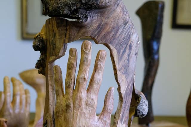 One of Michael Bayley's wood carvings. Michael had to have a leg amputated after being hit when he was crossing the road in Nether Edge, Sheffield. The 85-year-old is holding an exhibition of his wood carvings to raise money for the charity ASSIST, which supports asylum seekers. Photo by Dean Atkins