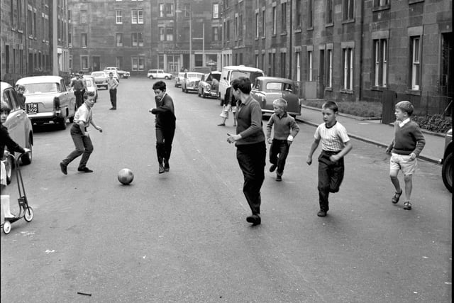 Children playing in safety in Orwell Place after a 'No Vehicles After 4pm' rule was introduced in August 1966.