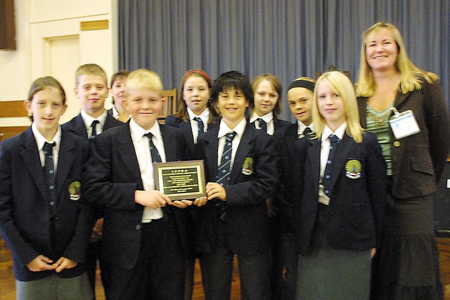 Lady Manners School year seven pupils received a plaque from Gill Callender of LEPRA after raising more than £2000 for the charity in 2006