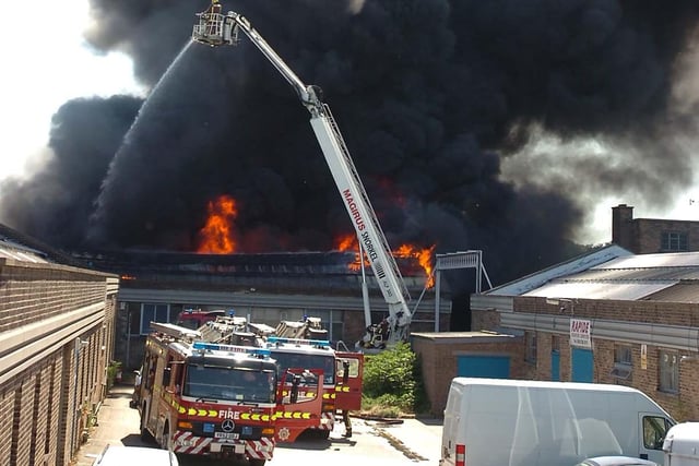 Firefighters tackle a blaze at umbrella Factory off  Richmond Road, Handsworth on Tuesday 18th July 2006.