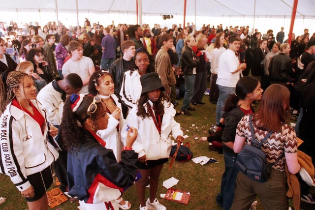 Crowds in the marquee enjoying the Music in the Sun Festival at Don Valley Bowl, July 1998 - Picture Sheffield Newspapers