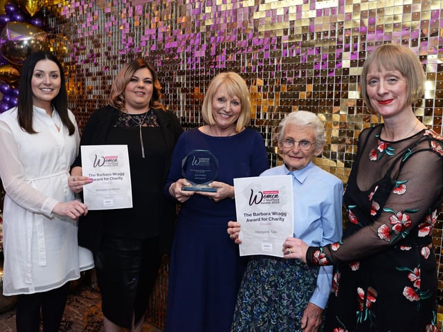 Julie Pickering, winner of The Barbara Wragg Award for Charity, pictured with Victoria Warren, Amanda Smith, finalists Michelle Osborne and Margaret Tate