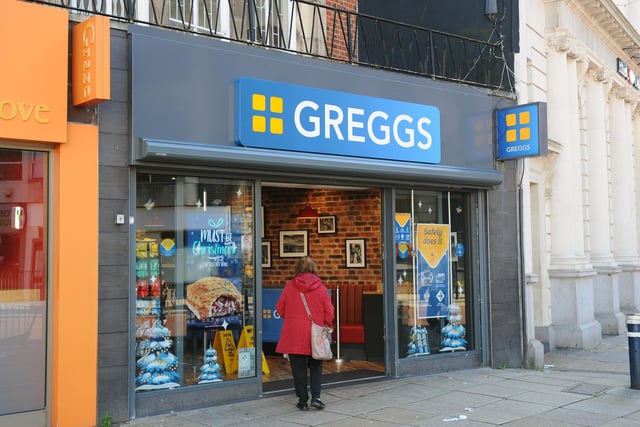 Greggs in Commercial Road, Portsmouth is open for click and collect and delivery - Only one adult per household will be allowed in the shop. Children can join them if needed. Picture: Sarah Standing (051120-7731)
