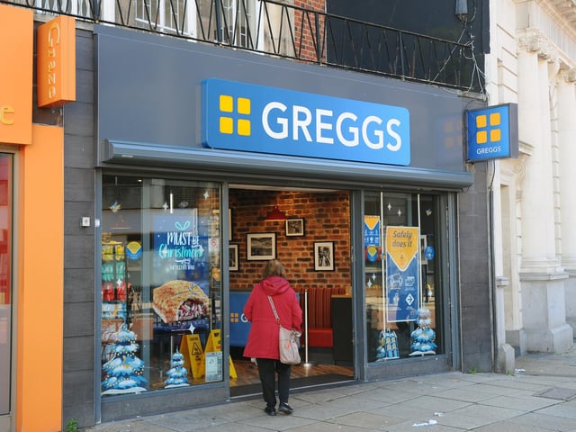 Greggs in Commercial Road, Portsmouth is open for click and collect and delivery - Only one adult per household will be allowed in the shop. Children can join them if needed. Picture: Sarah Standing (051120-7731)
