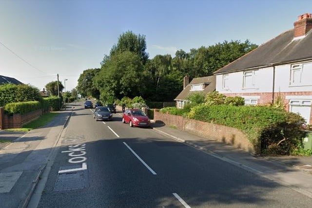 Locks Heath had 1059.3 Covid-19 cases per 100,000 people in the latest week, a rise of 66.7 per cent from the week before. This ward has the highest case rate increase in Fareham. Picture: Google Street View.
