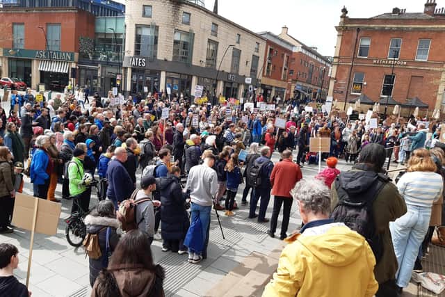 Hundreds of parents protested outside Sheffield City Hall in April over plans to turn King Edward VII School into an academy