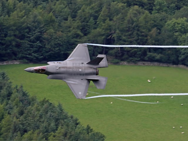 Newark Hill at Yarrowford when I photographed this RAF F-35B Lightning aircraft on a low level sortie through the Selkirk to Moffat Valley.