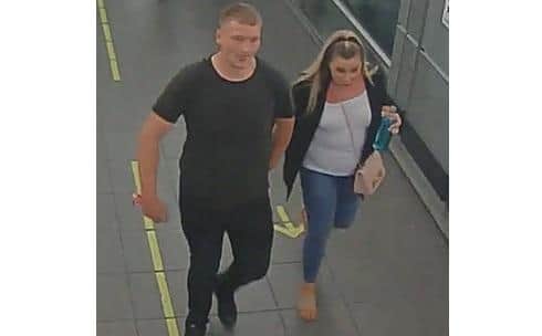 Do you recognise this pair? They are wanted for information after a woman was hit in the face with a bottle on the platform of Sheffield Railway Station.