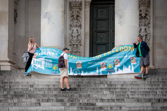Protesters take part in the Portsmouth for Freedom event at Portsmouth Guildhall on Saturday. Picture: Habibur Rahman