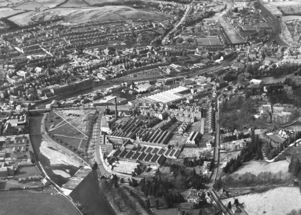 Aerial shot of Hawick, April 1966.