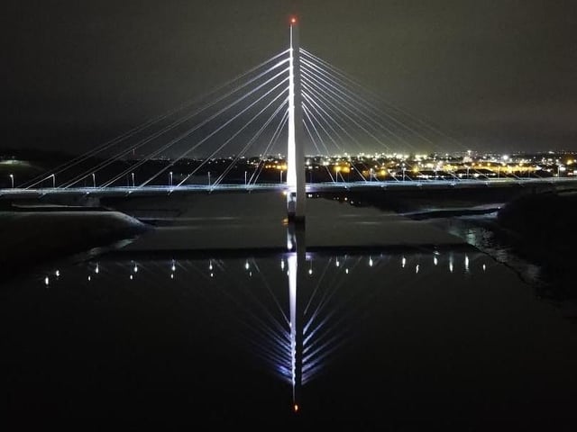 Reflections at the Northern Spire bridge.