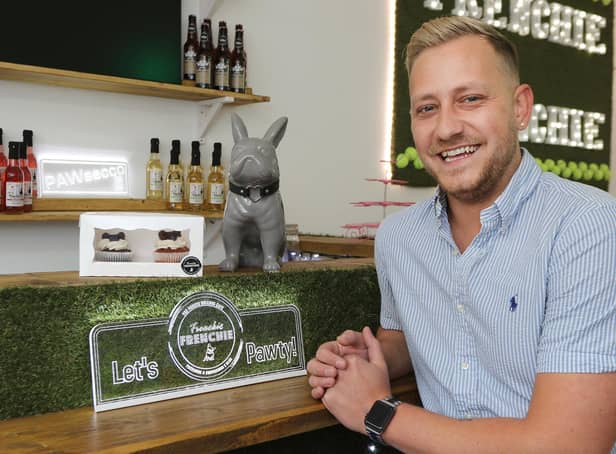 Arran Giles at his dog cafe Frenchie Frenchie in Mansfield in October 2019