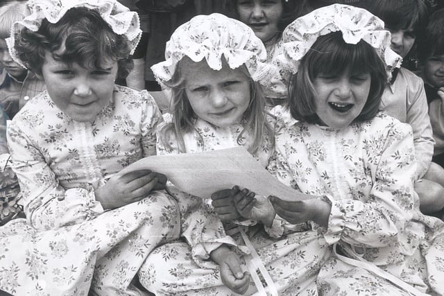 Three little maids at the Hollinsend Whit Sings, May 1975