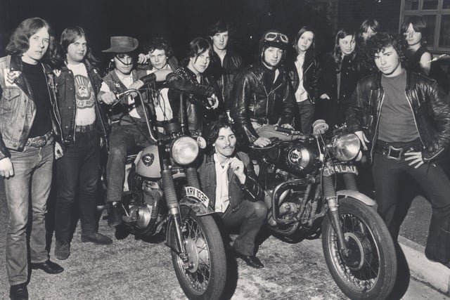 The Staveley Rockers Motor Cycle Club, who were looking for a new headquarters...pictured at Carpenter Avenue,Mastin Moor.....Nov 4th, 1970