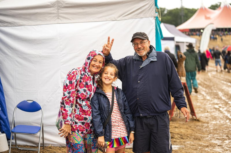 Julie, Lyla & Pete on Wickham Festival day one. Picture: Andy Hornby