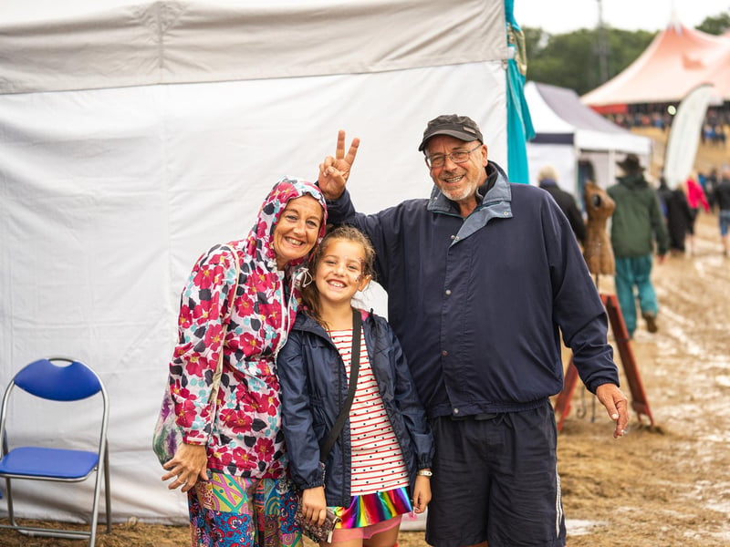 Julie, Lyla & Pete on Wickham Festival day one. Picture: Andy Hornby