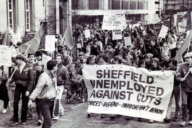 A rate capping protest was held in Sheffield in March 1985