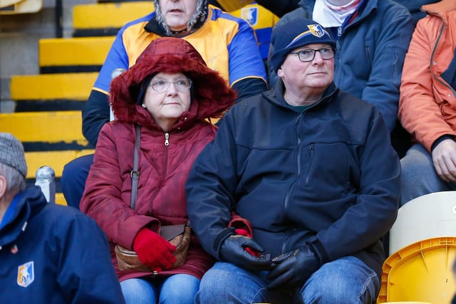 Stags fans at the One Call stadium for the match against Salford City.