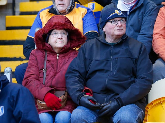 Stags fans at the One Call stadium for the match against Salford City.