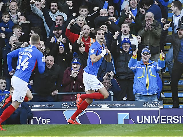 The Fratton End fans go wild in the stand following Christian Burgess' opener against Sunderland back in February.