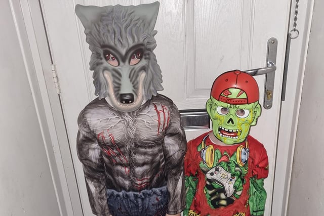 Tommy and Theo look ready to scare away trick or treaters!