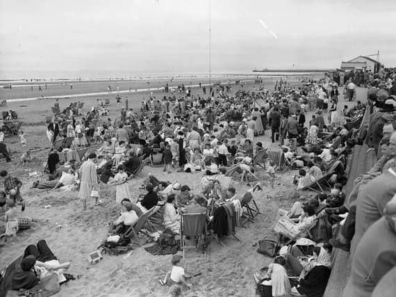 Ayr beach during the Glasgow Fair in 1955.