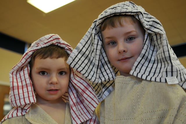 Stars of the 2014 Nativity. Shepherds Alfie (left) and Josh in the Clavering Primary School nativity play 7 years ago.