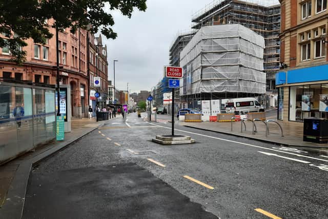 Pinstone Street was closed to traffic in June 2020