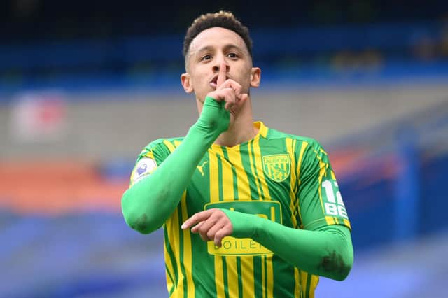 Callum Robinson scored twice for West Brom against Chelsea on Saturday and was subsequently subjected to racist abuse on social media (Photo by MIKE HEWITT/POOL/AFP via Getty Images)