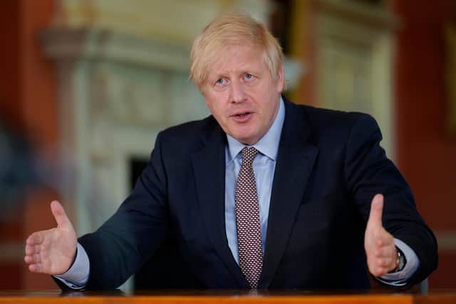 Prime Minister Boris Johnson has announced the next stage in easing lockdown measures intended to curb the spread of Covid-19 in Britain. (Photo by 10 Downing Street via Getty Images).