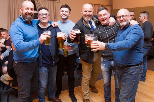 Alan Reid, John Steele, Morgen Steele, Charlie Young and Steven and Kenny Ferguson at Jed Legion's 90th anniversary celebration