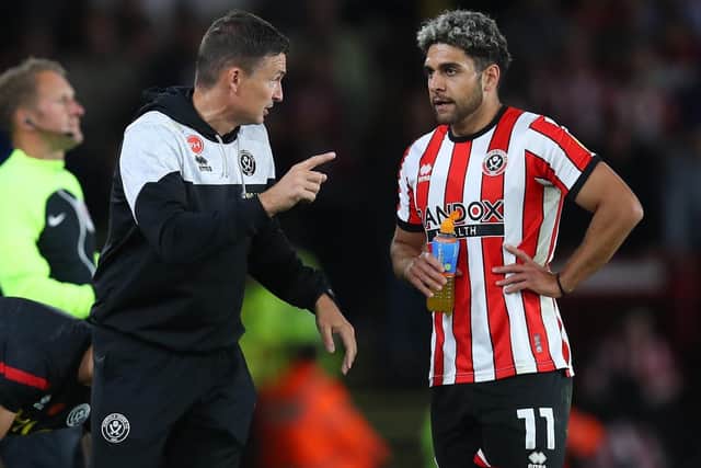Sheffield United manager Paul Heckingbottom with another loan signing Reda Khadra: Lexy Ilsley / Sportimage