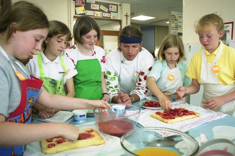 These youngsters enrolled at a cookery school at St Anthony's where TV chef James Martin was on hand to dispense expert advice. Can you spot someone you know?