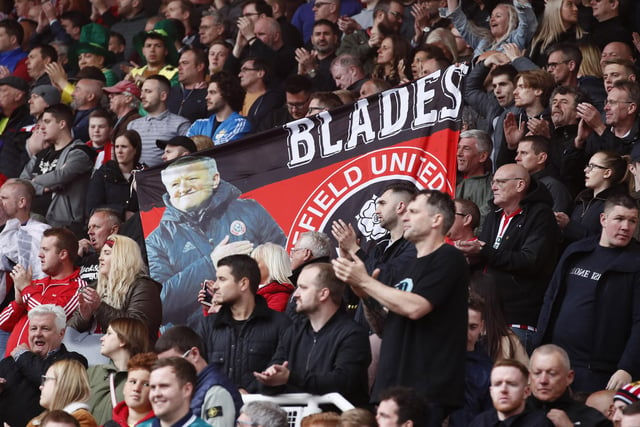 United supporters hail manager Chris Wilder at Stoke City in May 2019.