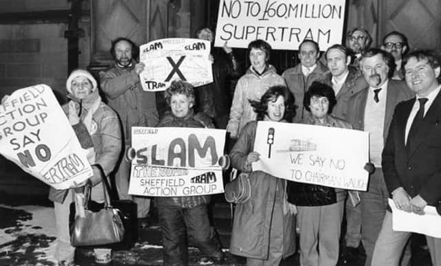 Protesters against the Supertram scheme, 1986 (S35360)