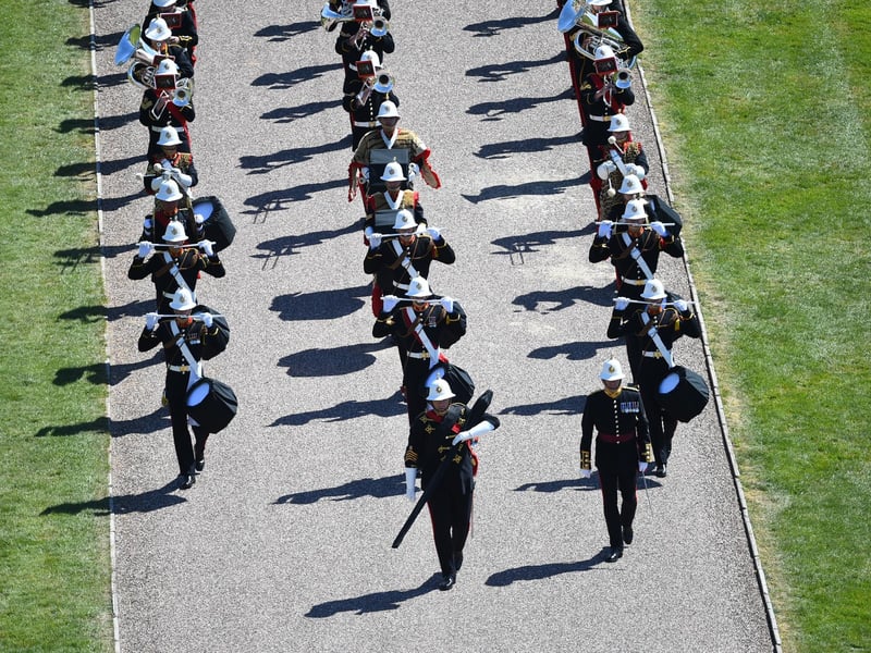 Members of military arrive for the funeral of the Duke of Edinburgh in Windsor Castle, Berkshire.