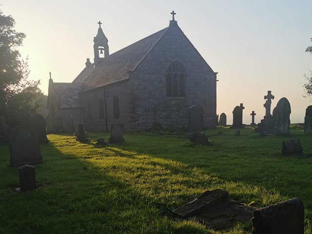 Taking a quiet moment at St Oswald's at Heavenfield.